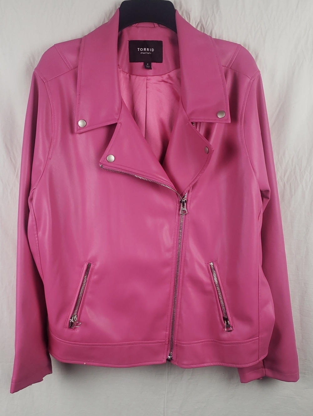 Torrid 4 Pink Faux Leather Moto Jacket